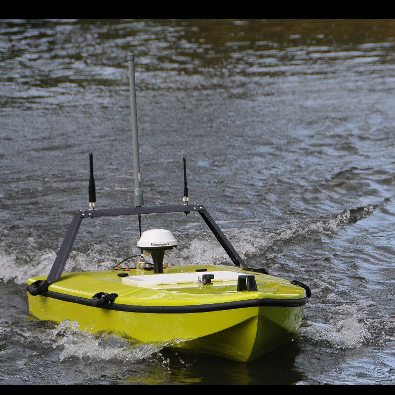 Dyanutics Autopilot system used in a small survey vessel with Hover function and integration with survey software