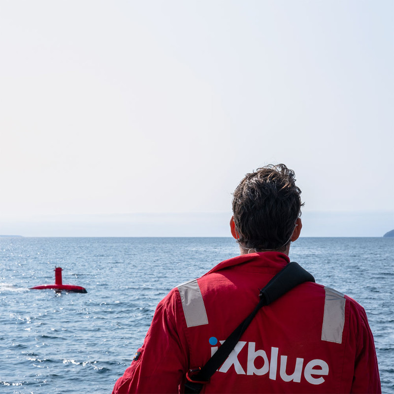 DriX USV being remotely controlled by an iXblue surveyor